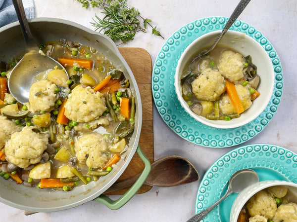 Vegetarian Last Of The Summer Stew with Cheesy Herb Dumplings